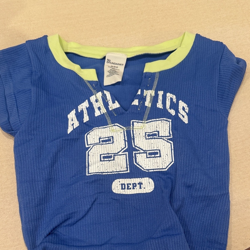 No Boundaries Blue and Green Athletics Tee